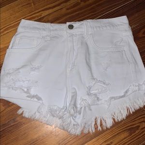 White Ripped Jean Shorts